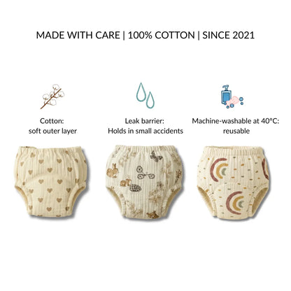 Reusable Potty Training Underwear - Potty trained in 2-3 weeks - 100% Cotton - Easy Pull-On from 18 Months
