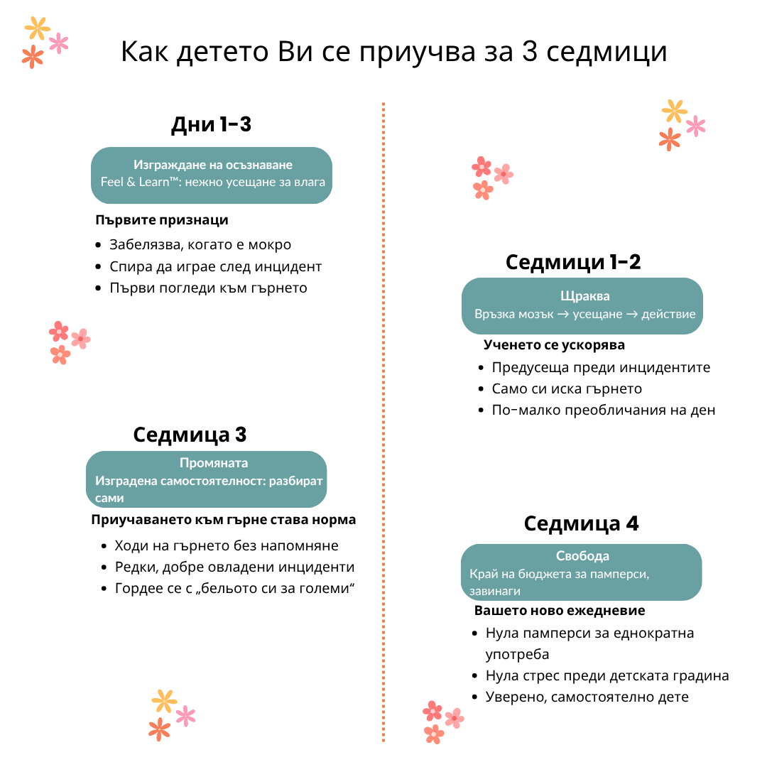 Тренировъчни гащички - Приучено за 2-3 седмици - 100% памук за многократна употреба - Лесно обуване от 18 месеца