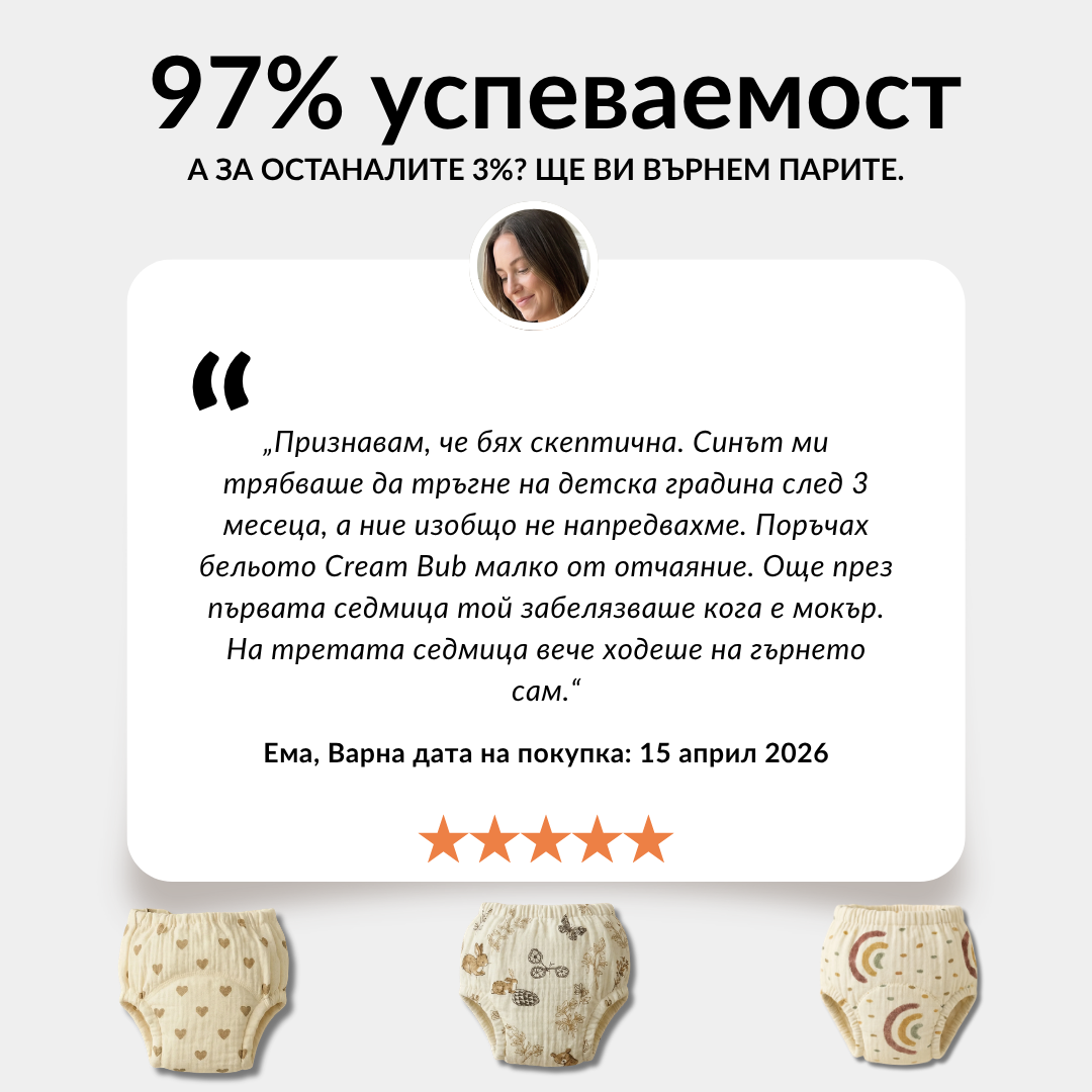 Тренировъчни гащички - Приучено за 2-3 седмици - 100% памук за многократна употреба - Лесно обуване от 18 месеца