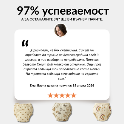 Тренировъчни гащички - Приучено за 2-3 седмици - 100% памук за многократна употреба - Лесно обуване от 18 месеца