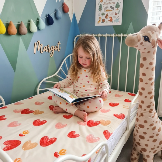 Waterproof Washable Mattress Protector for Kids' Bed | Hearts Pattern